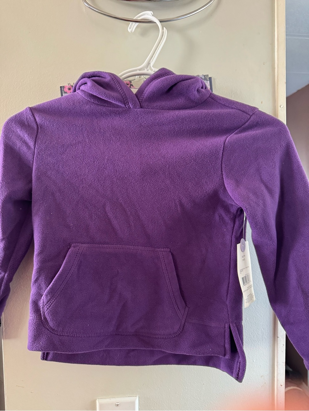 Kids Purple Hooded Fleece Pullover Jacket